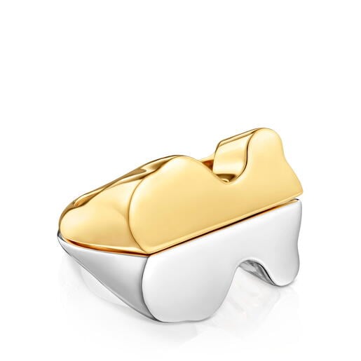 مجموعة خواتم مُرصّعة بحلية على شكل دبدوب بدرجتَي لون من تشكيلة TOUS 1954