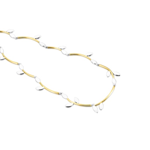 Silver Vermeil and Silver Real Mix Leaf Necklace