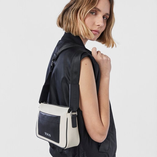 תיק צד TOUS Empire קטן מעור בצבעי בז' ושחור