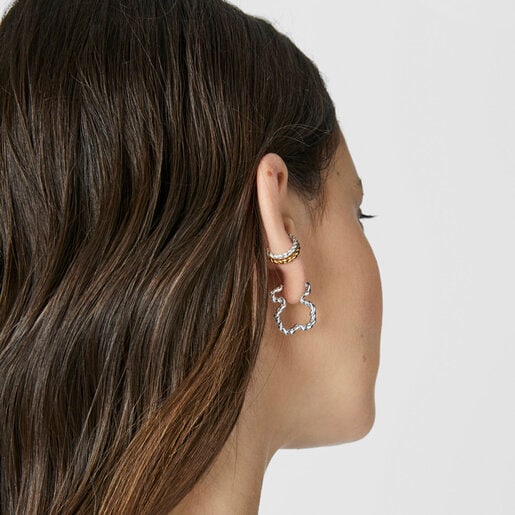 Twisted Earrings with bear silhouette