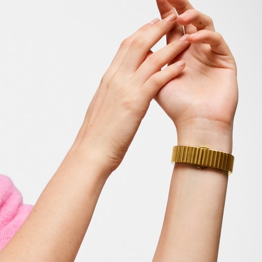 Reloj smartwatch con brazalete de acero dorado y zirconias S-CONNECT