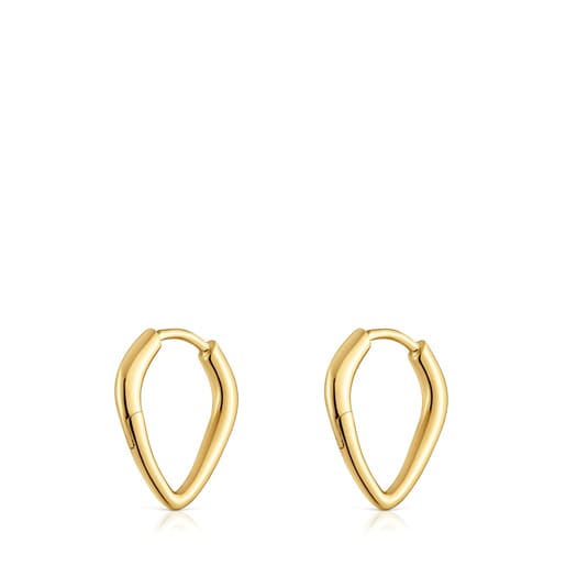 Aretes con baño de oro 18 kt sobre plata cortos con aro púa Basics