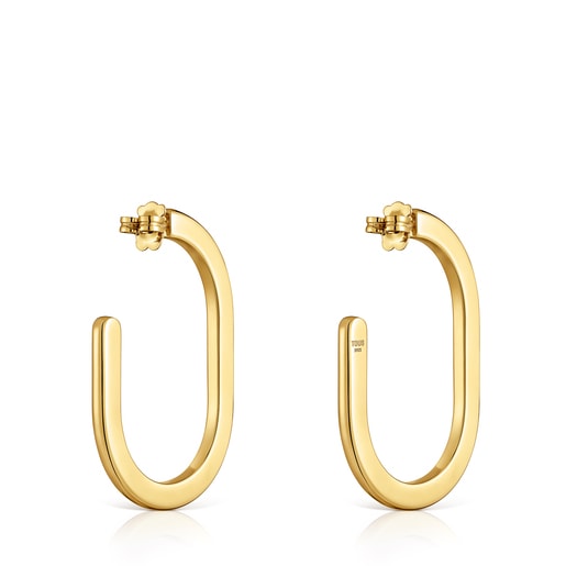 18kt gold plating over silver long Hoop earrings Line