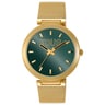 Montre analogique avec cadran vert et bracelet doré S-Mesh Mirror