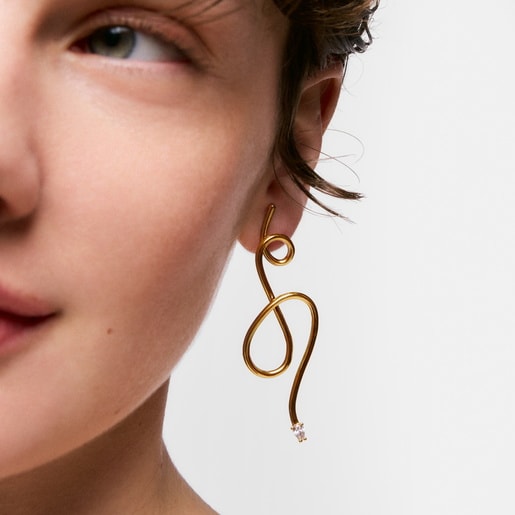 Long Earrings with 18kt gold plating over silver and laboratory-grown diamonds Lio LGD