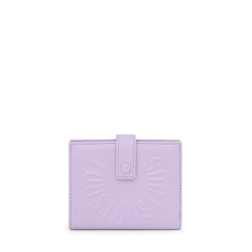 Αναδιπλούμενο πορτοφόλι για κάρτες TOUS Miranda από δέρμα σε λιλά χρώμα