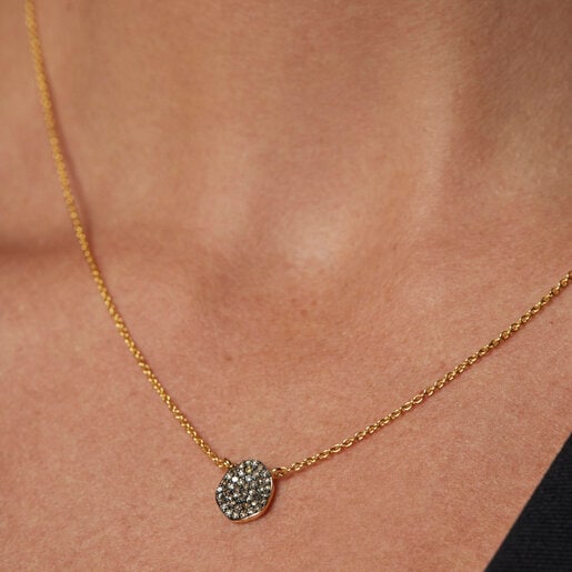 Collana con placcatura in oro 18 kt su argento e diamanti Nenufar