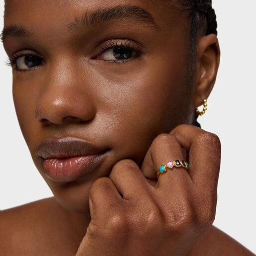 Glory Ring in Silver Vermeil with five multicolor Gemstones motifs