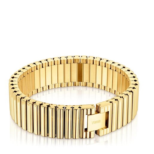 צמיד חוליות פלדה 18 מ"מ בצבע זהב מקולקציית TOUS 1950