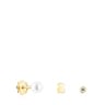 Pack of gold TOUS Pearl ear Piercings with diamond and pearl