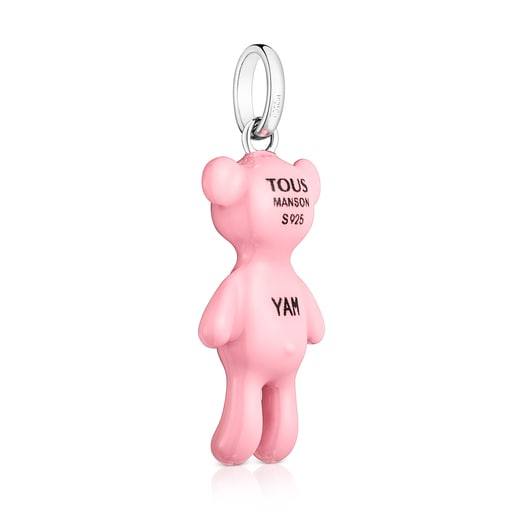 Silver MOS Bears “YAM” Pendant with pink enamel