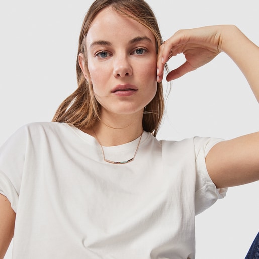 Колье Straight из розового вермеля с драгоценными камнями