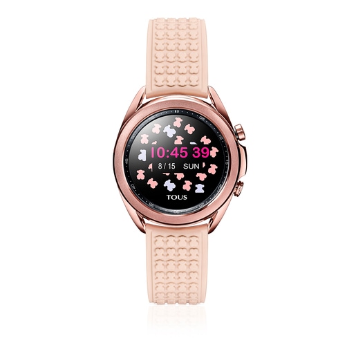 Bronze IP steel Samsung Galaxy Watch3 by TOUS with nude colored silicone strap