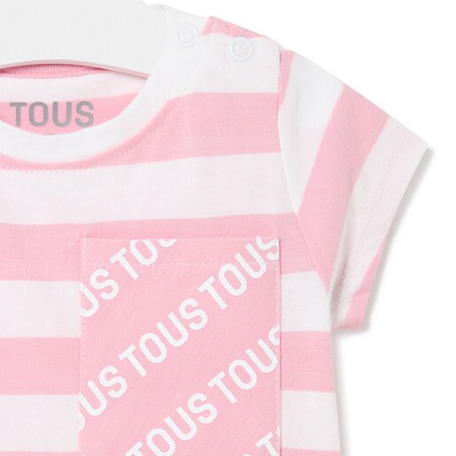 Camiseta de niña a rayas Casual rosa