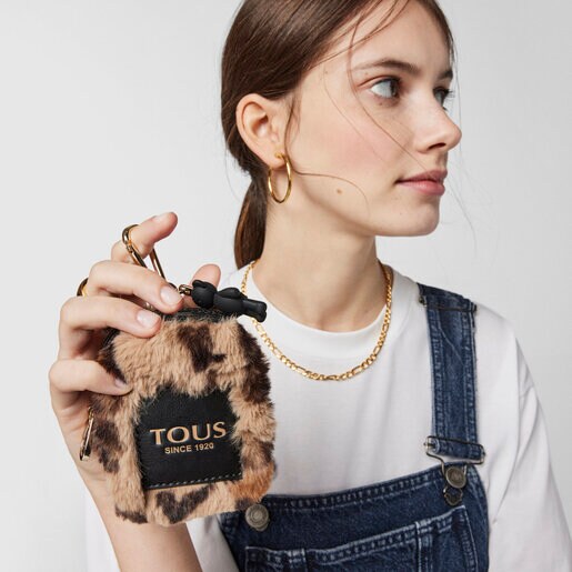 Monedero pequeño beige y negro Amaya Wild