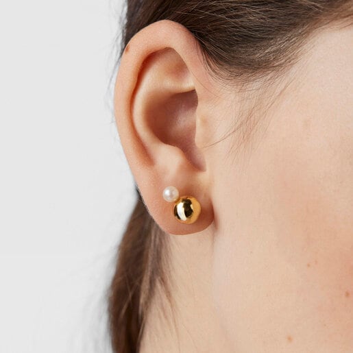 Серьги Gloss из вермеля с маленькой жемчужиной