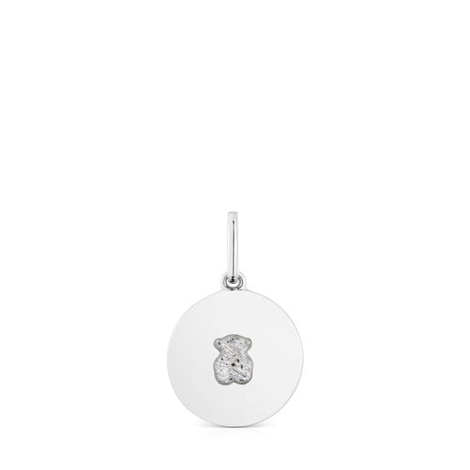 Silver Medallion pendant with labradorite bear Aelita