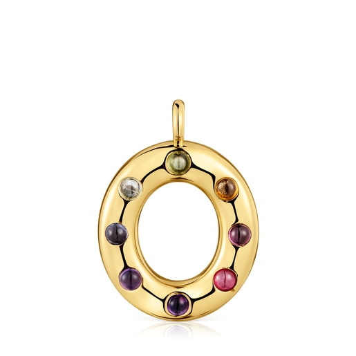 Medium Pendant with 18kt gold plating over silver and gemstones Sugar Party