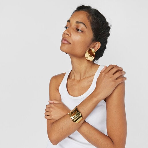 Pulsera ancha Nenufar con baño de oro 18 kt sobre plata