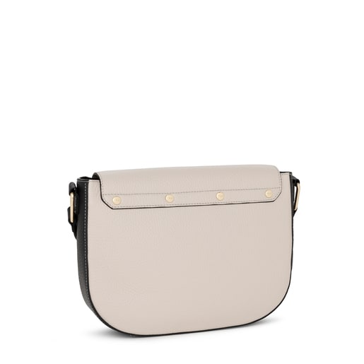 Бежево-черная кожаная сумка-кроссбоди TOUS Legacy среднего размера