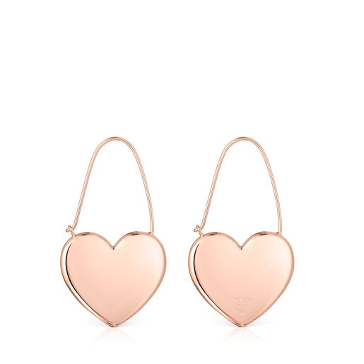Lange Ohrringe Sweet Dolls mit Herz aus rosa Vermeil-Silber