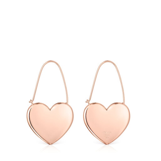 Aretes largos Sweet Dolls corazón con baño de oro rosa 18 kt sobre plata