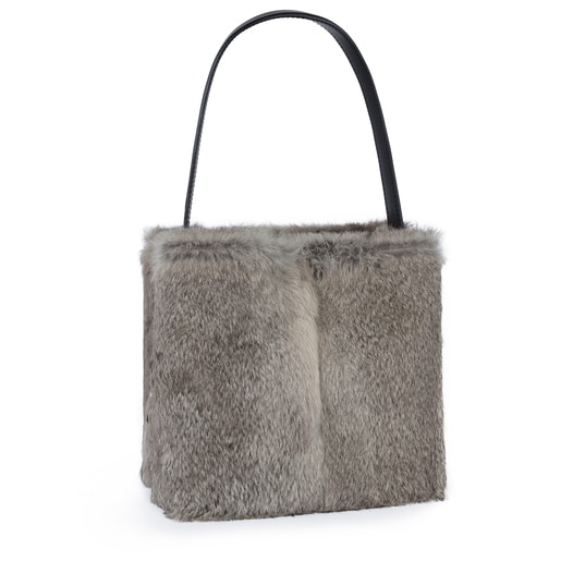 Small gray Leather Sibil Warm Shoulder bag
