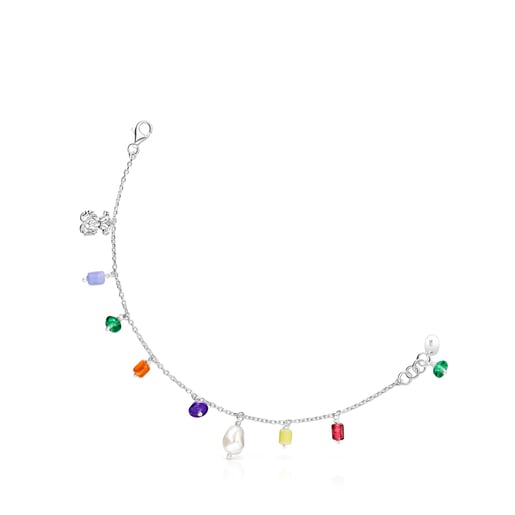 Bracelet Oceaan ourson en argent, perle et glass multicolore