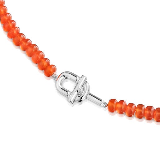 Silver Necklace with treated orange chalcedony TOUS MANIFESTO