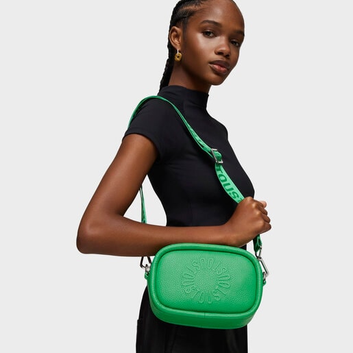 Green leather Crossbody reporter bag TOUS Miranda