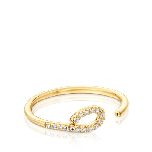 Gold Bent Open ring with 0.06ct diamonds