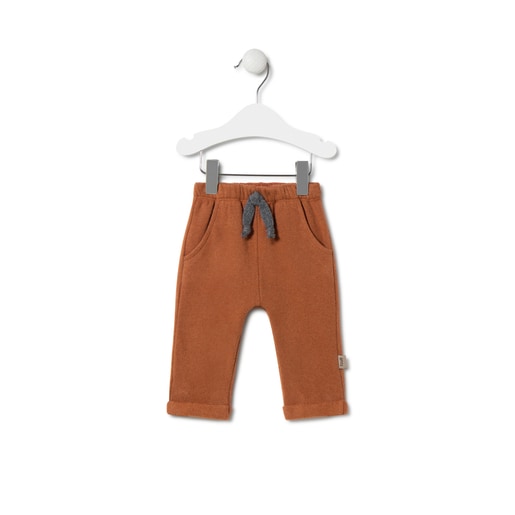 Boys outfit in striped fabric with bear in Grey unique