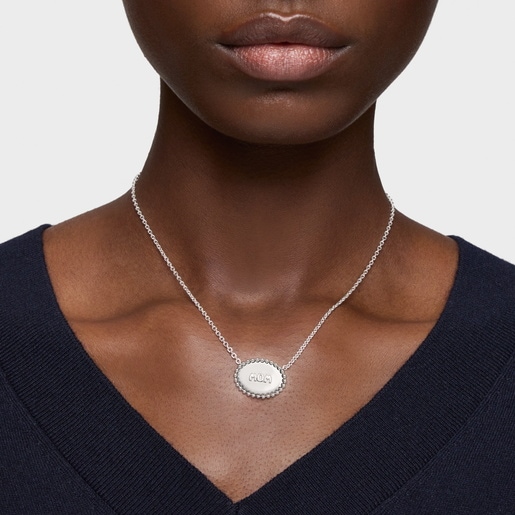 Short silver necklace with plaque TOUS Mom