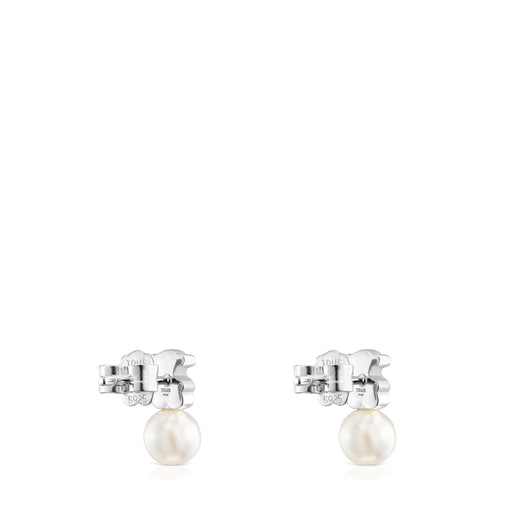 Silver 11mm Bear earrings with cultured freshwater pearl Sweet Dolls