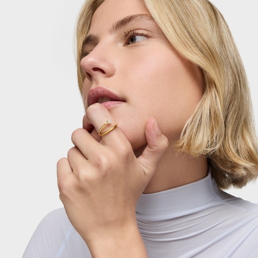 Anillo con baño de oro 18 kt sobre plata y diamante creado en laboratorio Lio LGD
