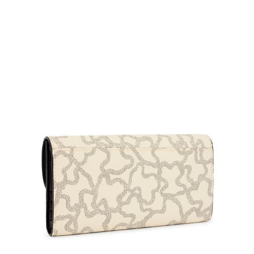 Portefeuille long Amaya Kaos Icon beige et moutarde