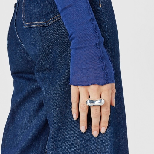 Silver domed heart Ring Tabit