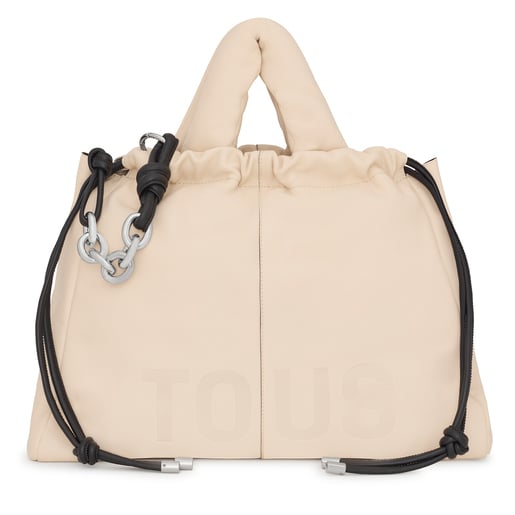 Large beige leather TOUS Cloud One-shoulder bag | TOUS