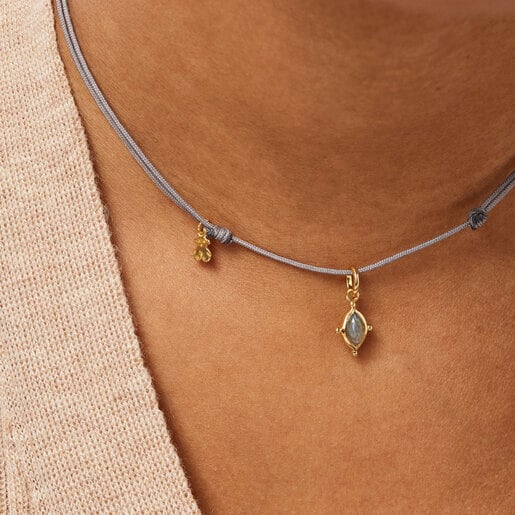 שרשרת Magic Nature עם לברדוריט ושרוך אפור