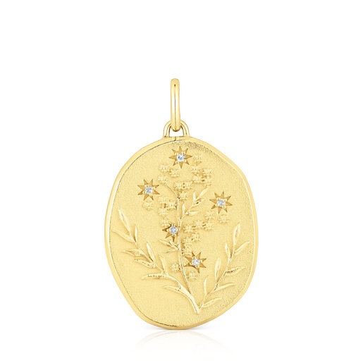 Women Day pendant in silver vermeil and diamonds