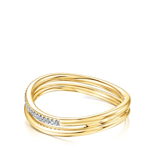 Gold Hav double Ring with diamonds | TOUS