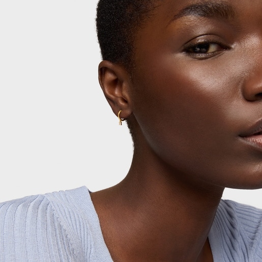 Gold TOUS Basics Hoop earring with diamond