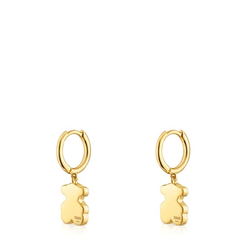 Aros aro con baño de oro 18 kt sobre plata y detalle oso colgante Sweet Dolls