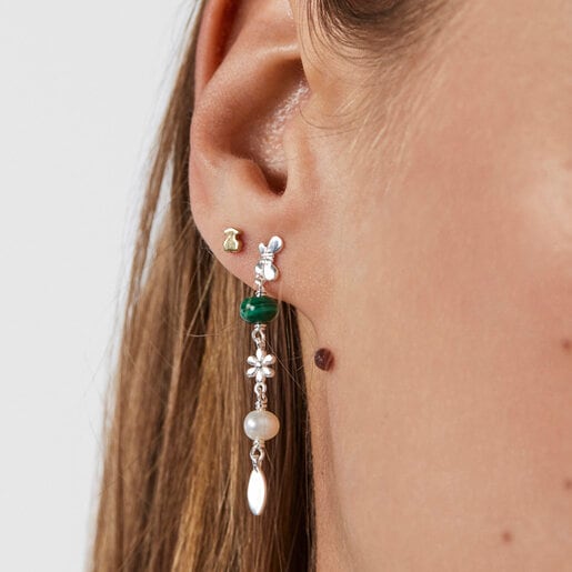 Silver Fragile Nature Earrings with Gemstones | TOUS