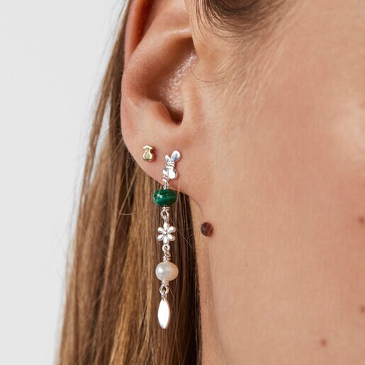 Aretes Fragile Nature de plata y gemas