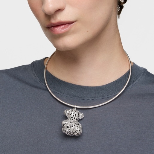 40 mm silver openwork bear Pendant Bold Bear