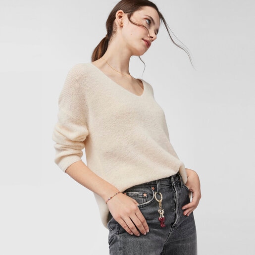 Llavero Teddy Bear dorado y burdeos