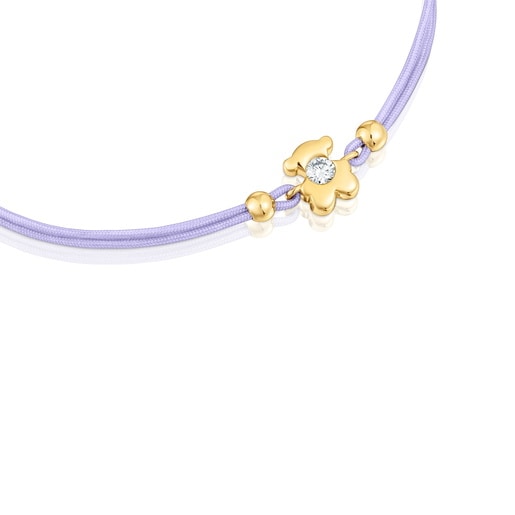 Gold Bracelet with lab-grown diamond and mauve nylon TOUS Lili