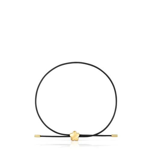 Pulsera flor de oro 14 kt y caucho Bold Motif