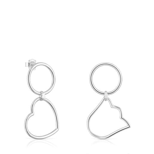 Aretes cortos de plata y motivos Straight